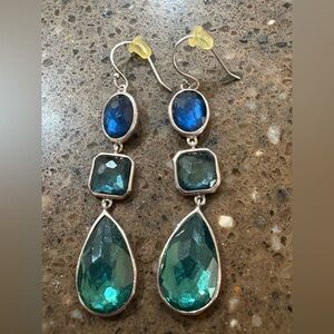 3 stone IPPOLITA Silver 925 Rock Candy stone Drop Blue/Teal/Green earrings $685